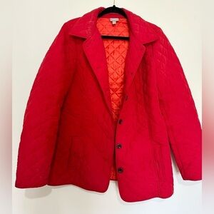 J.Jill quilted coat size large TALL red business casual fall outdoors chic